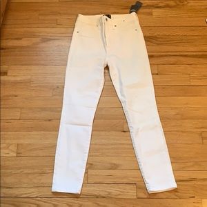 White high rise skinny jeans (short)
